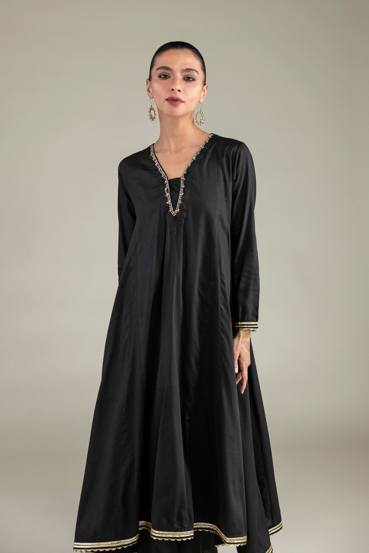 Dyed Blended Twill Kurta - 2-26-301-B-F1-VG